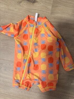 Joe Fresh Orange Pineapple Zip-One Piece Swimsuit